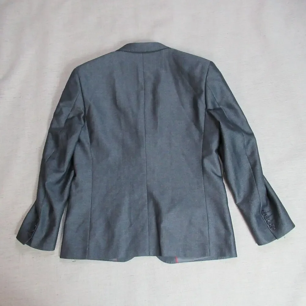 House Of St Benets Blazer Mens 38S/31W Blue Gray 2 Button Slim Coat Suit Jacket